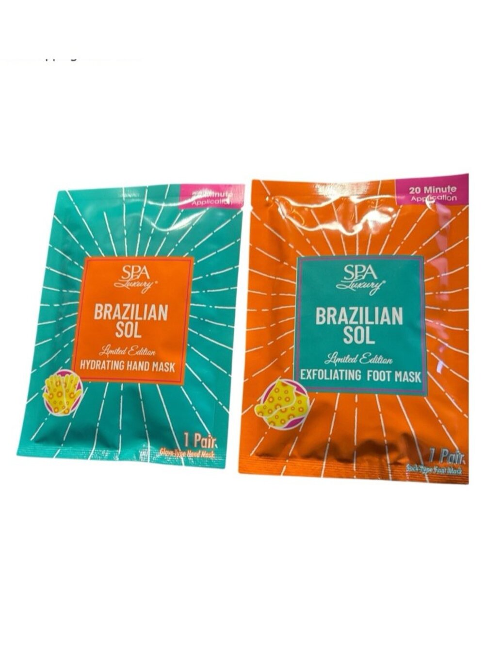 2 Pc Spa Luxury Brazilian Sol Hydrating Hand Mask Exfoliating Foot Mask
